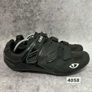 Giro Treble II Cycling Shoes Mens 12 Black Road Bike Triple Strap Hook and Loop